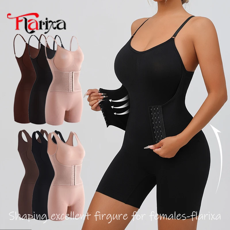 

Flarixa, полный боди, корректирующее белье, женский двухслойный тренажер для контроля живота, тренажер для талии, формирователь тела, подтягиватель ягодиц, бесшовный Faja, тонкий бедра