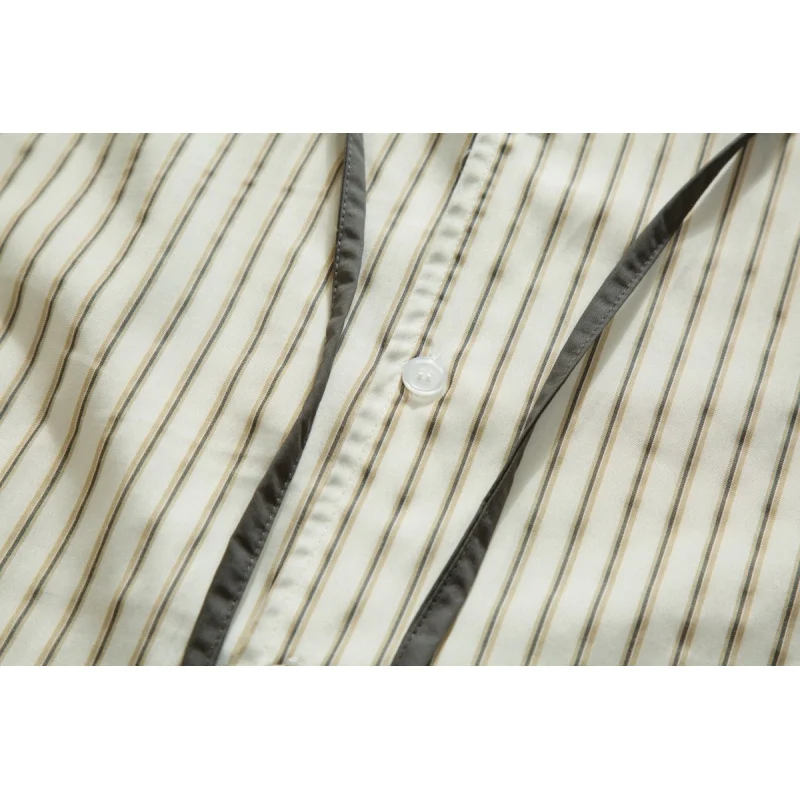 MAQVOB EU US Size Luxury Quality Street Casual Shirt Summer Oversize Fake Two-Piece Turn-Down Collar Striped Shirt