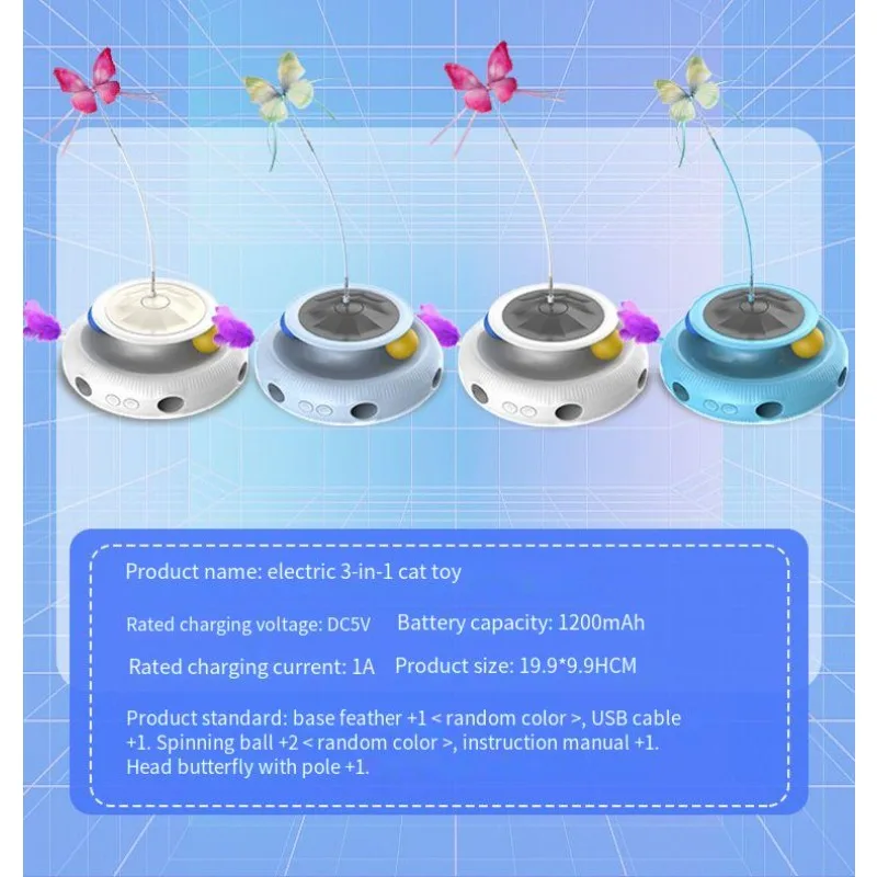 New 3-in-1 Electric Cat Toys Self Hi Teaser Cat Stick Automatic Cat Teaser Cat Carousel Teaser Cat Toys Cat Toys Interactive