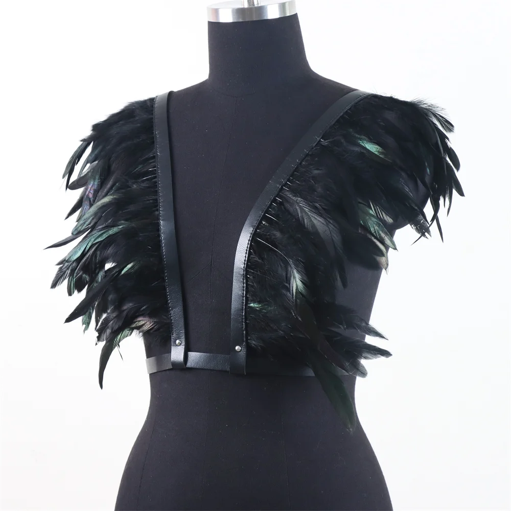 Medieval Feather Belt Halloween Feather Shawl Cloak Renaissance Role Playing Shoulder Feather Belt Cosplay Belt Accessories