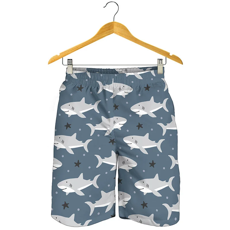 Cute Cartoon Sharks Graphic Short Pants Men 3D Printed Animal Beach Shorts Kids Summer Quick Dry Swim Trunks Surf Board Shorts