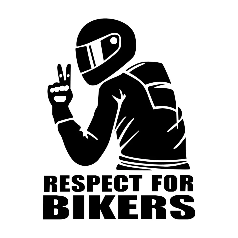 Brand New Respect Bikers Funny Car Stickers Waterproof Reflective Decals Vinyl Bike Motorcycle Styling Decorative PVC,17.5CM