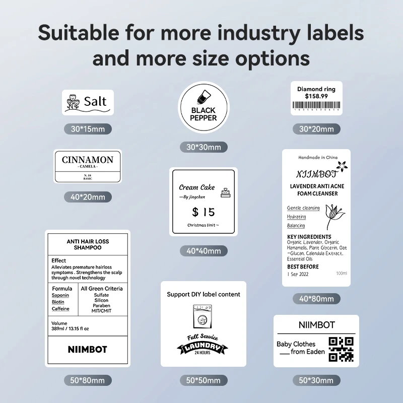 【2 Rolls】Niimbot B21/B1/B3S White Label Printer Sticker Paper Roll For Niimbot B21/B3S Printer