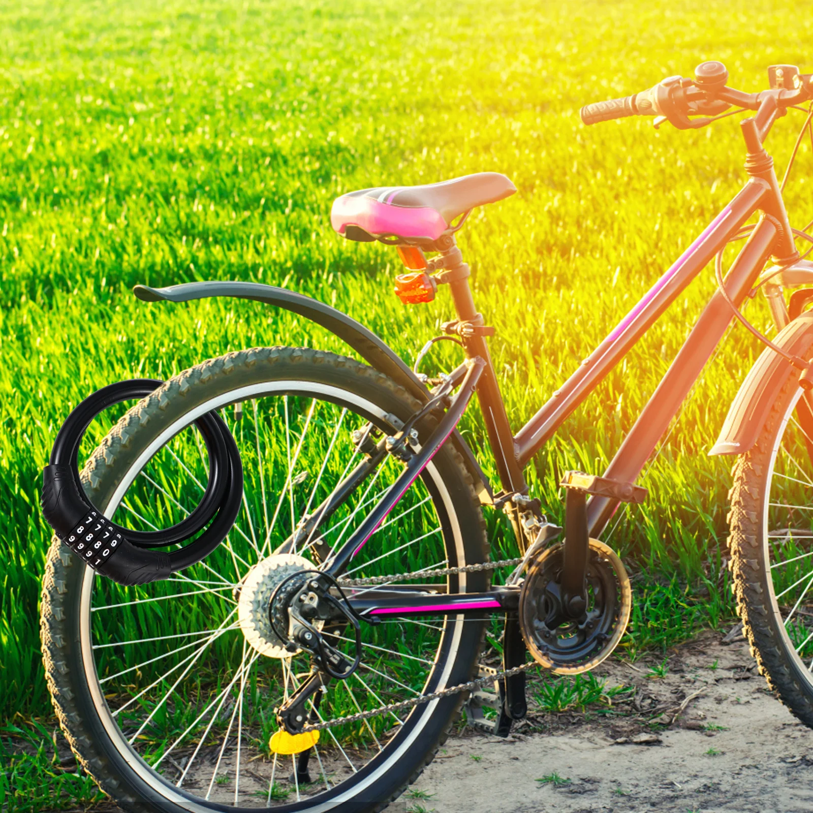 

2Pcs Security Bike Lock Chain Lock Four Digit Password Anti Theft for Bicycle Motorbike Portable High Quality Strong