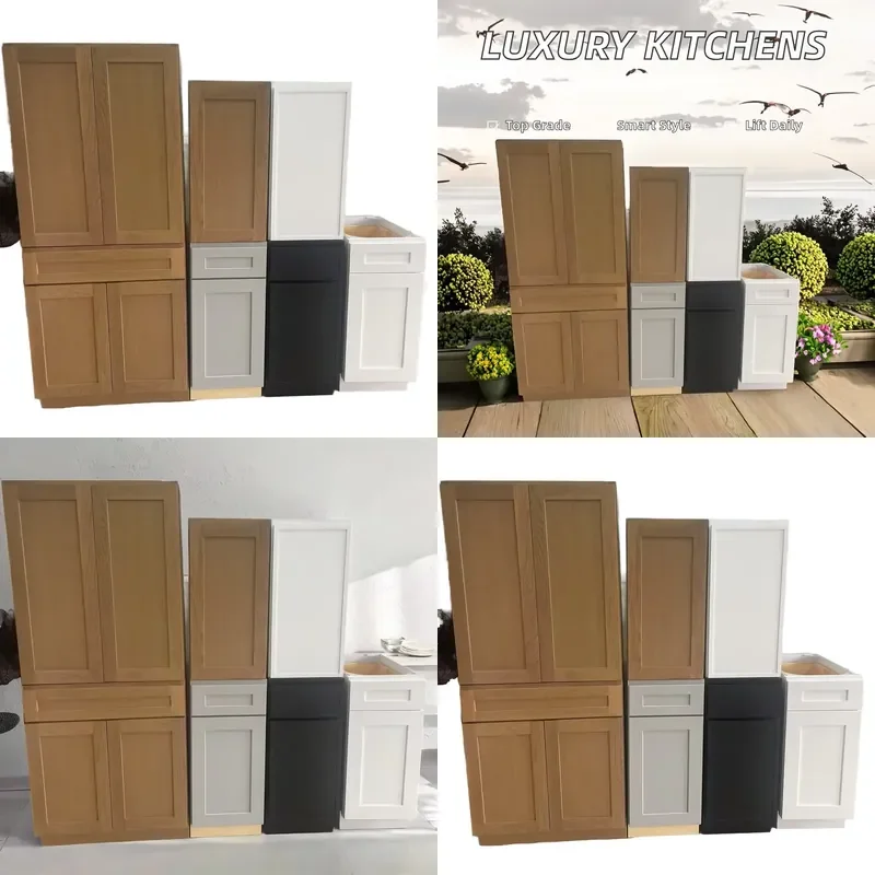 Modern Shaker Style Luxury Kitchen Cabinet Farmhouse RTA Ready to Assemble Wooden Furniture