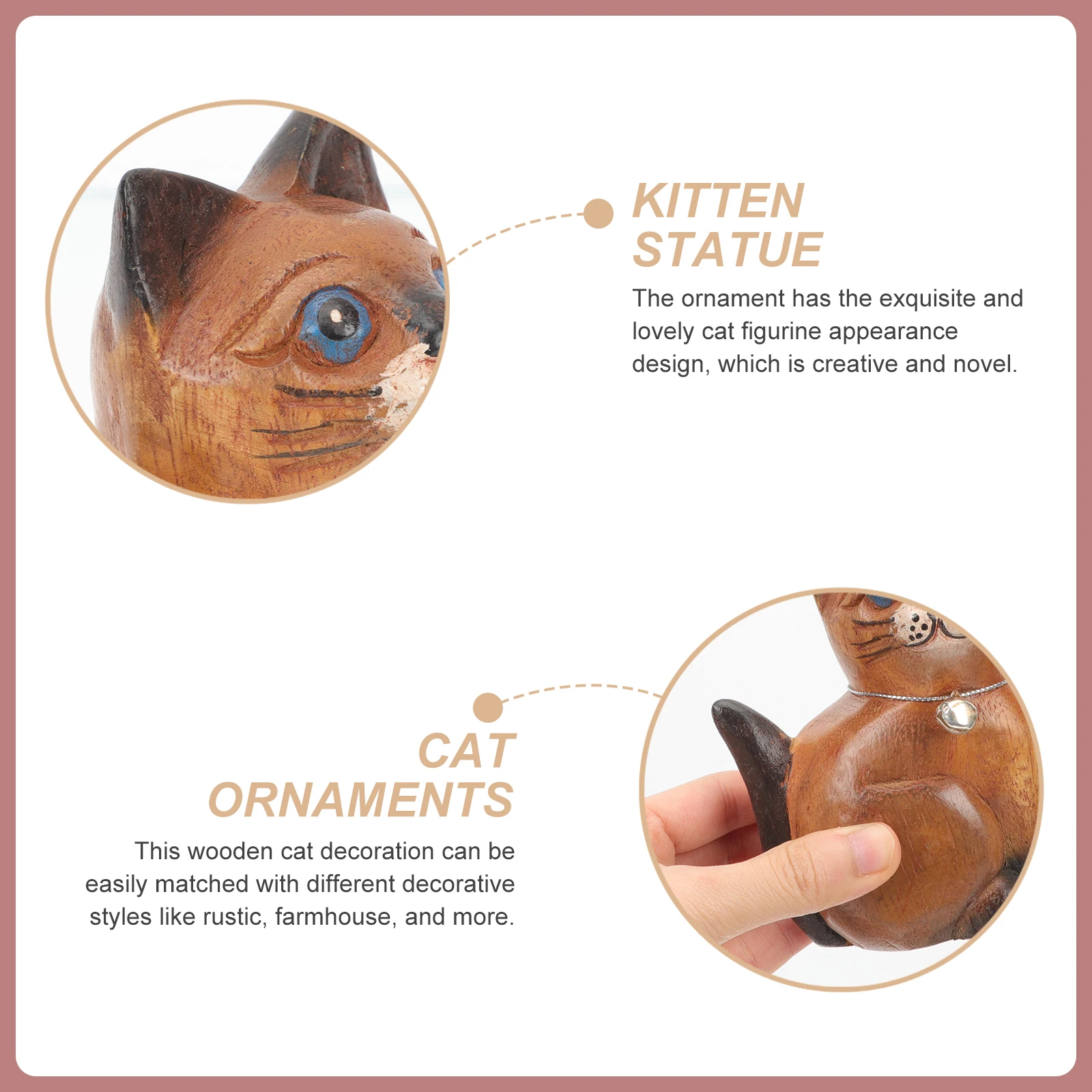 

Solid Wood Gift Home nament Friends Carving Statue Wooden Cat Statue Wooden Decor Carving Wood Cat Figurine nament