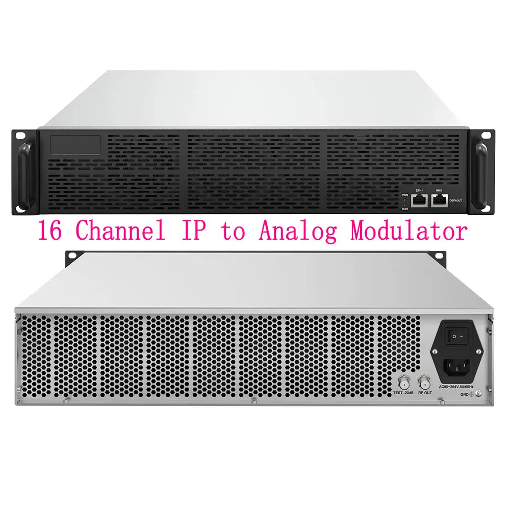 16 32 48 64 kanalen analoge modulator voor hotel TV-diensten IP naar RF NTSC PAL BG PAL DK hotelkabel front-end RTP UDP.