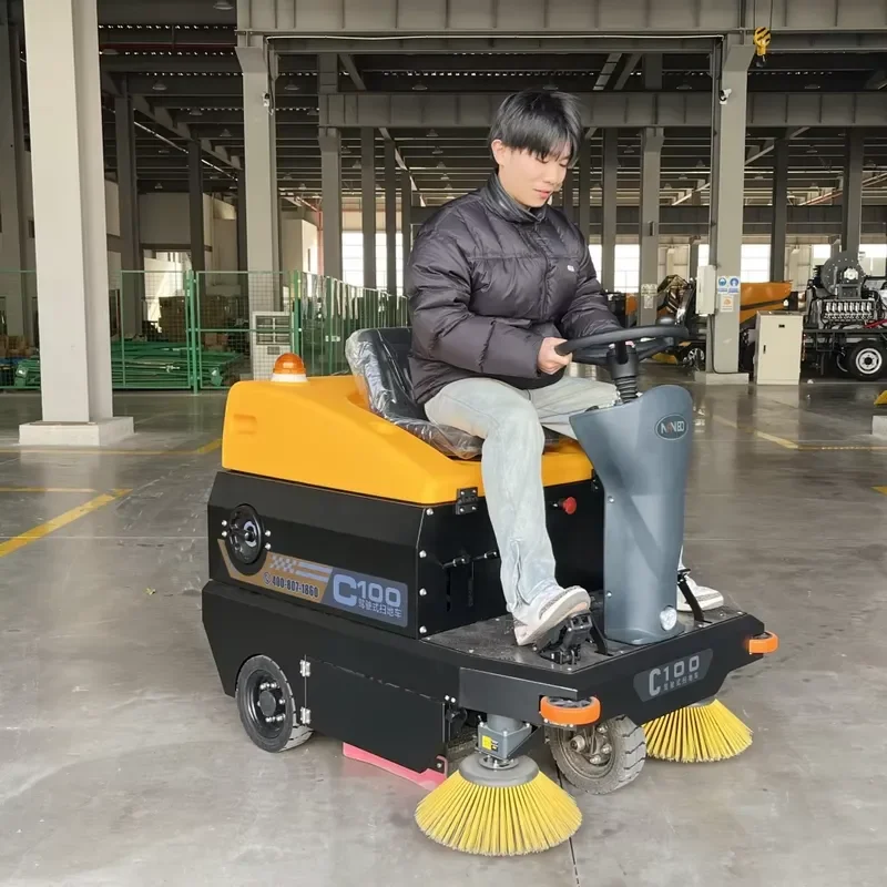 C100 Electric Ride-On Floor Sweeper Scrubber Hotel Cleaning Machine