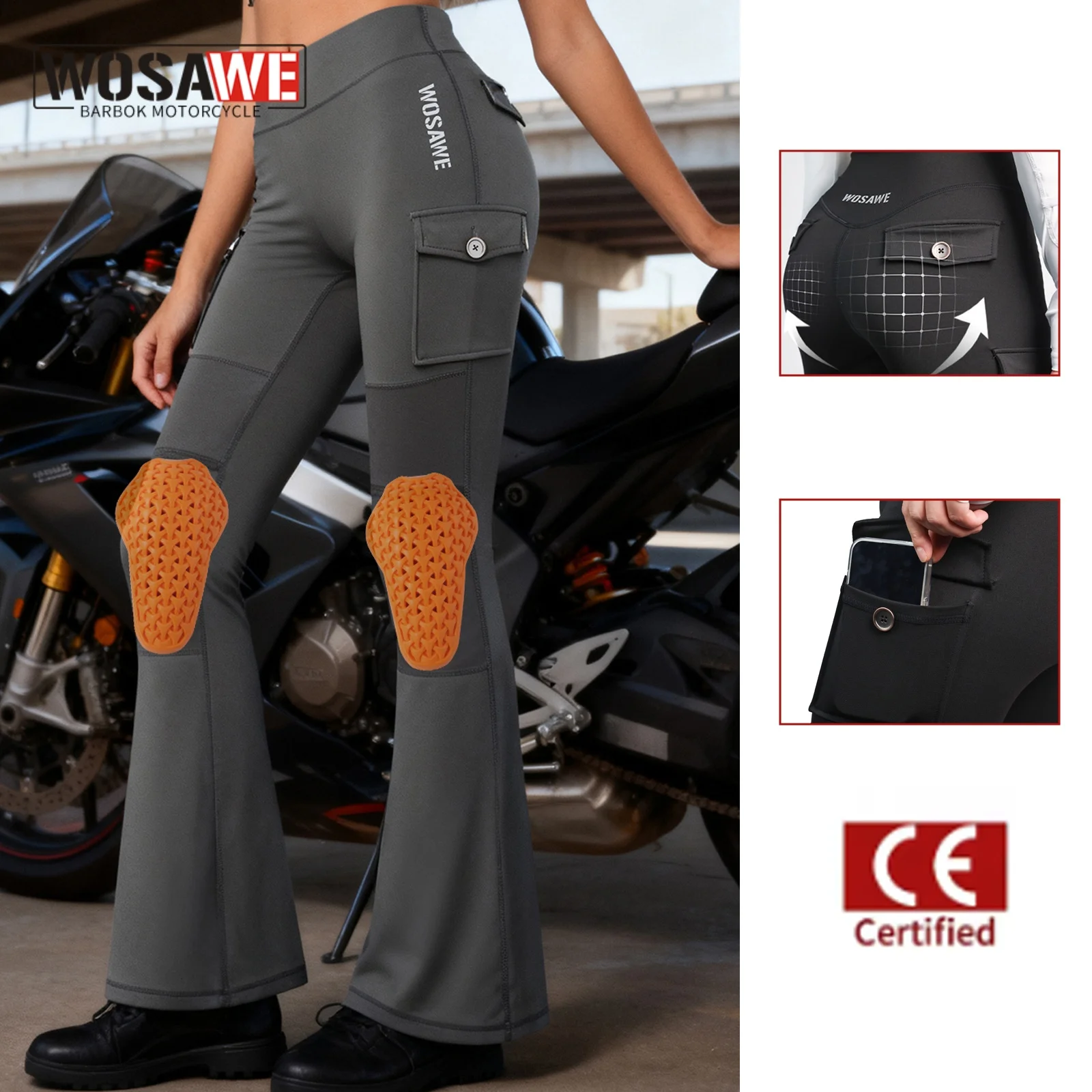 

WOSAWE New Motorcycle Pants Women Upgrade Protector Detachable Casual Fashion Racing Road Rider Four Seasons Moto Pants