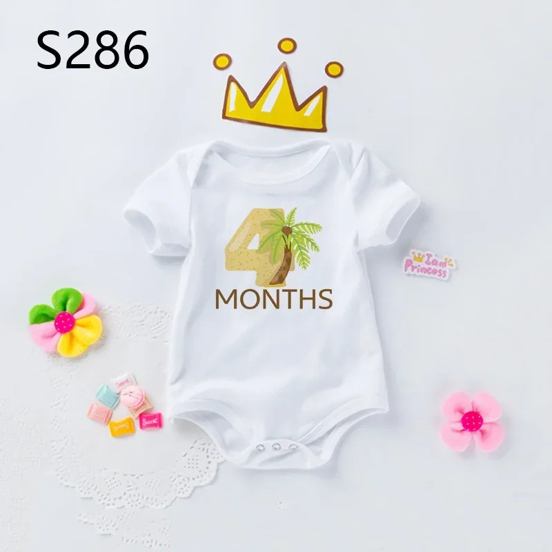 Monthly Milestone Baby Grow Bodysuit Cute Animal 1-12 Months One-Pieces Baby Shower Gift Month Pictures Monthly Jumpsuit Clothes