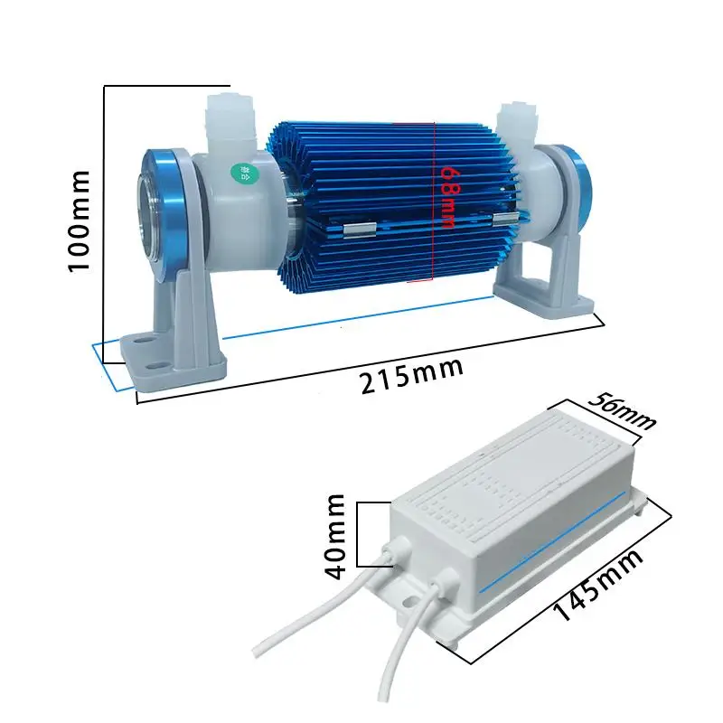 

Детали генератора озона, комплект ячейки, кварцевая стеклянная трубка с подачей питания, портативная озоновая трубка с воздушным охлаждением для продажи, 5 г/ч