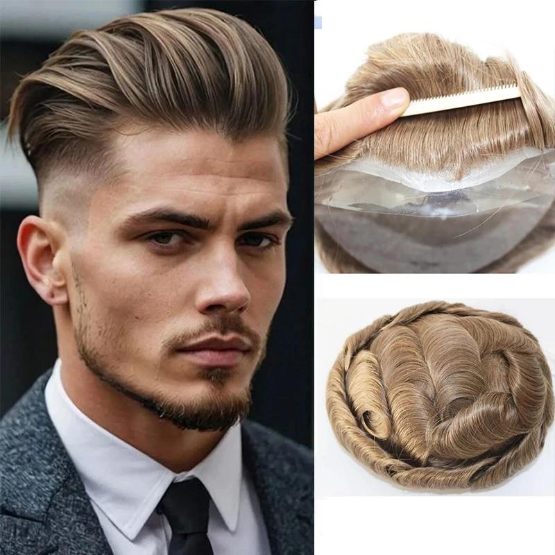 Undetectable Natural Hairline Super Thin Skin 0.06mm Pu Men Toupee V-loop #22r Light Blonde Capillary Prosthesis Wear&Go Wigs