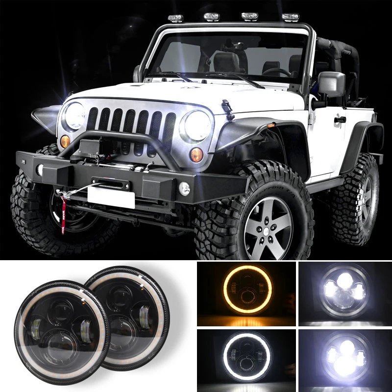 1 para 7 cali 140W LED reflektor okrągły oko do Jeep Wrangler CJ JK LJ 97-18