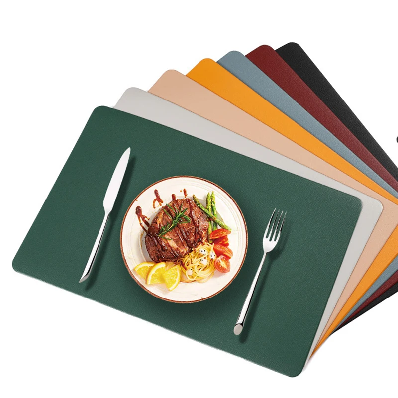 4PCS Faux Leather Placemats Heat Resistant Easy To Clean Table Pad Mat for Home Office Hotel Restaurant Kitchen Dining Table