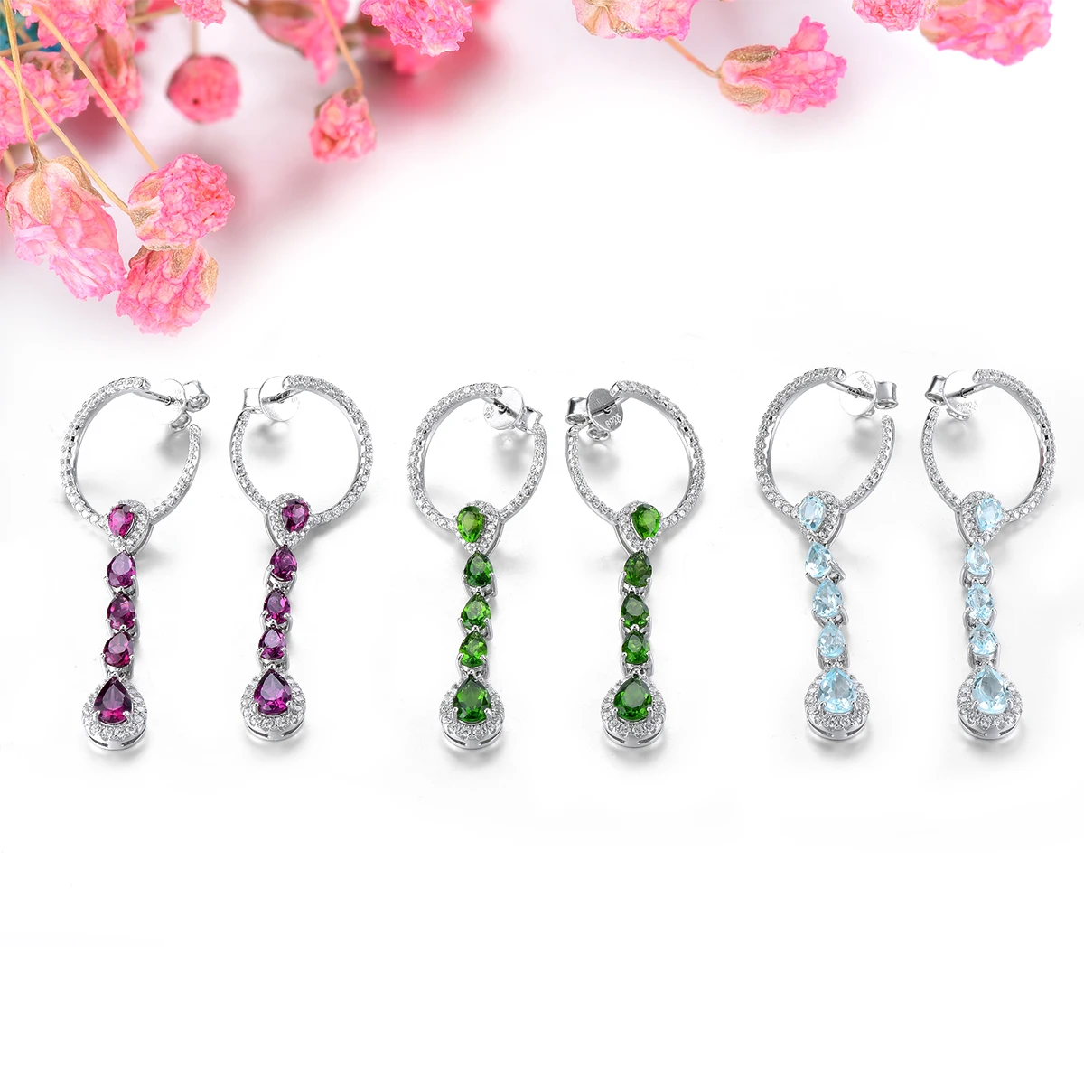 Natural Rhodolite Garnet Sterling Silver Earring 3.2 Carats Genuine Rose Garnet Romantic Jewelry Women New Year Christmas Gifts