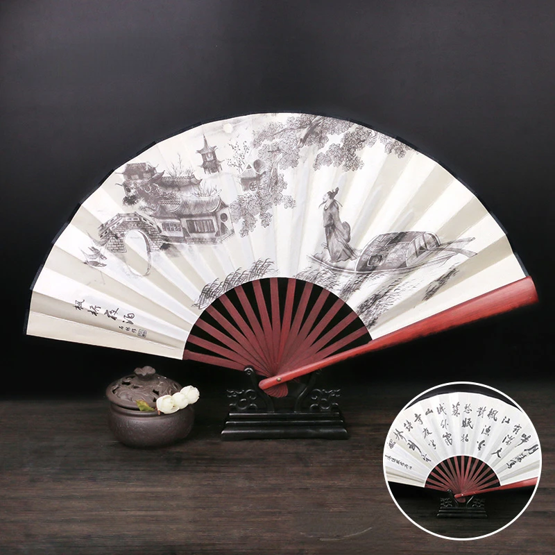 Chinese Vintage Hand Fan Man Folding Hand Fan Ventilatore Summer Portable Daily Fan Abanicos Para Boda Eventail a Main Abanico