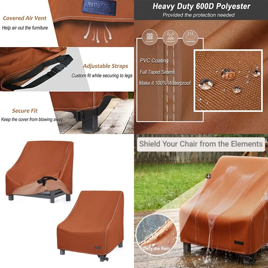 

Waterproof Patio Adirondack Chair Covers Outdoor Furniture Covers for Deep Lounge Seat Chair W D H