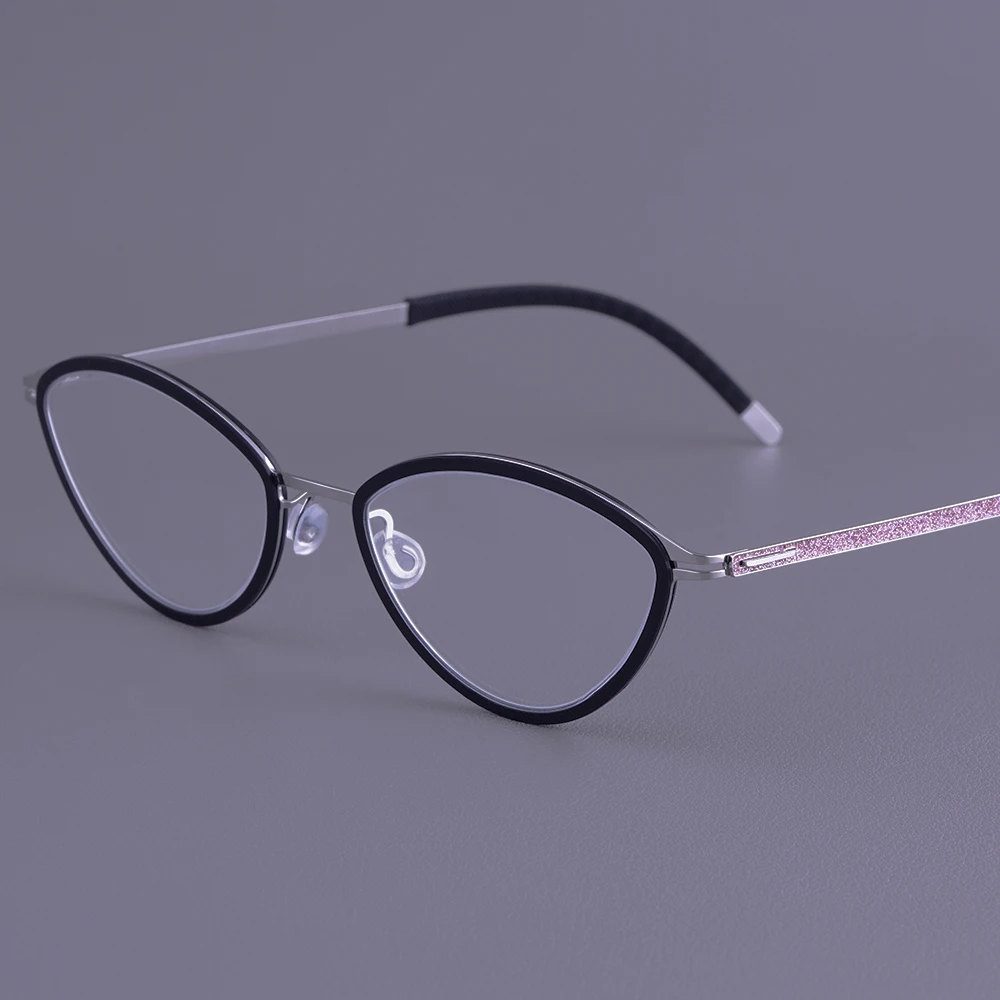 

Fashion Women Glasses Frames Cat Small Oval Titanium Screwless Design Eyeglasses Frame Eyewear Thin Rim 2026 New Brand Designer