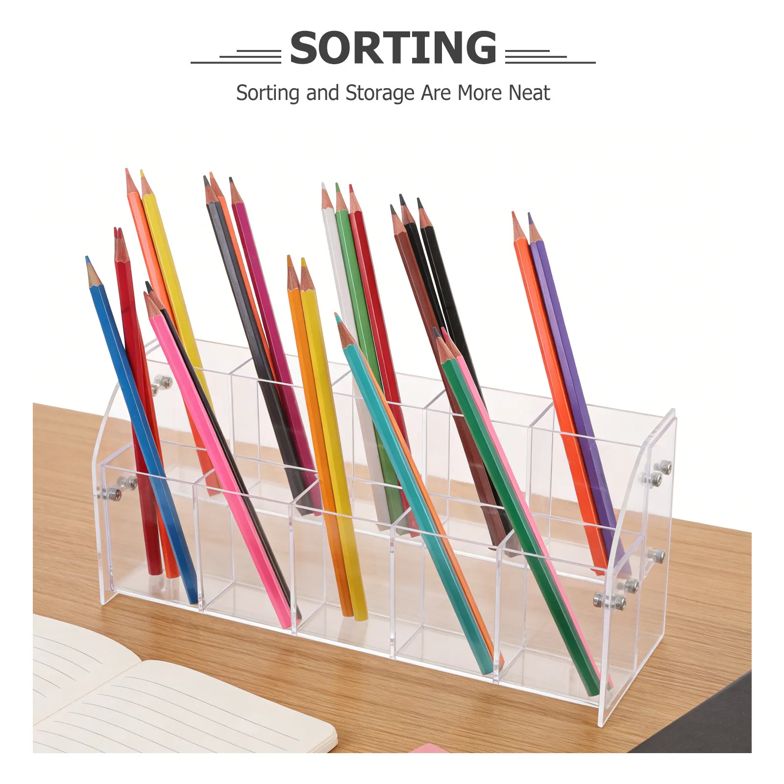 Clear Acrylic Pen Stand Display Rack Tiered Organization for Pens Pencils Markers Rulers Makeup Brushes Eyebrow Pencils Nail