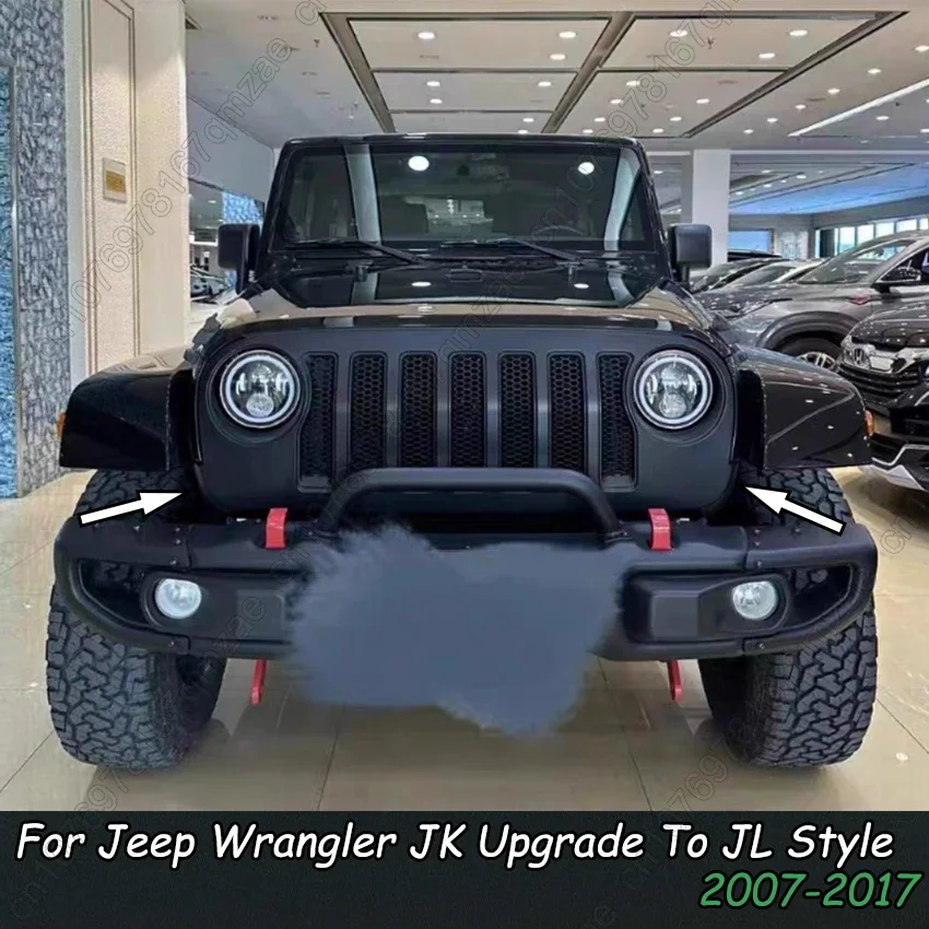 Upgrade To JL Style Matt Black Car Front Bumper Grille ABS Style Grill For Jeep Wrangler JK 2007-2017 Ornament  Accessories