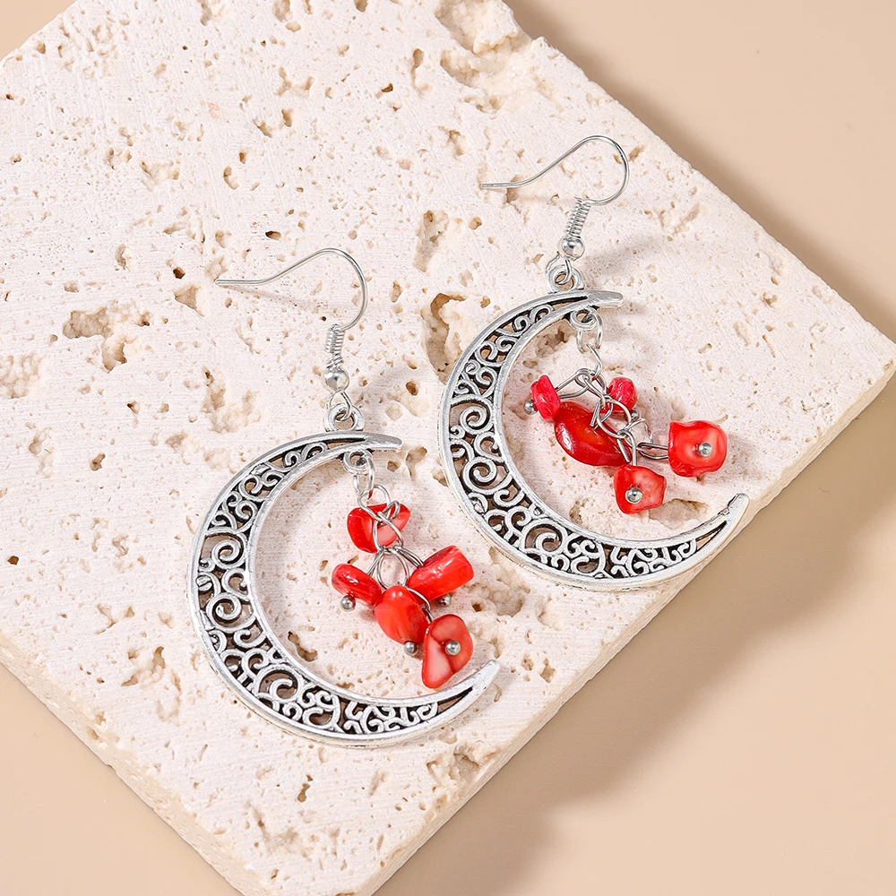 Aihua Böhmen Unregelmäßige Steine Creasent Mond Ohrringe Für Frauen Persönlichkeit Ästhetische Mode Ohrringe Schmuck Geburtstag Geschenke – Detail 4