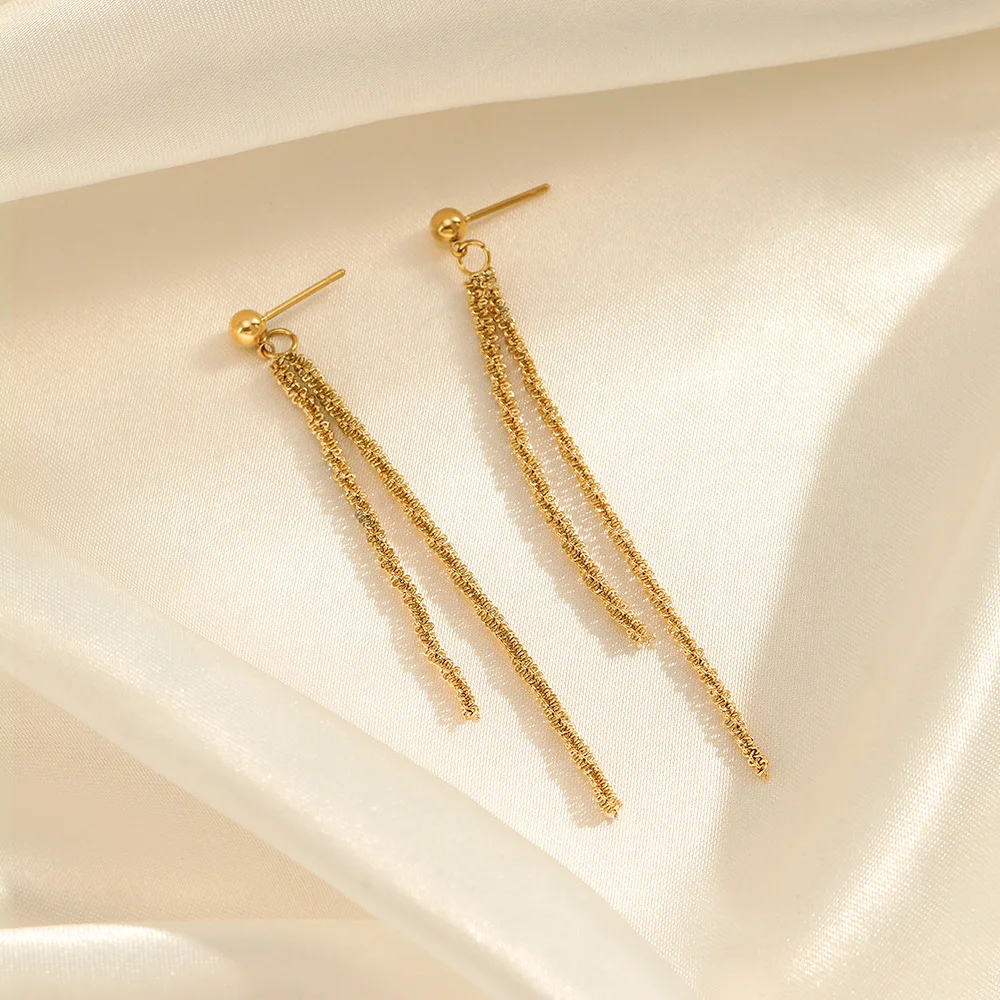 SUNIBI Stainless Steel Drop Earrings Women Silver Color Ear Line Long Tassel Earrings Temperament Jewelry Wholesale Dropshipping