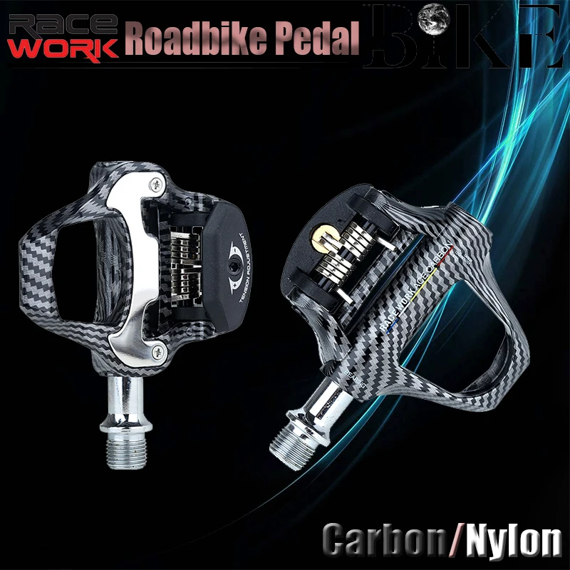 RACEWORK Carbon Fiber Pedals Self-Locking Suitable for SHIMANO or LOOK Road Bike High Quality Bearing Pedals Bicycle Parts