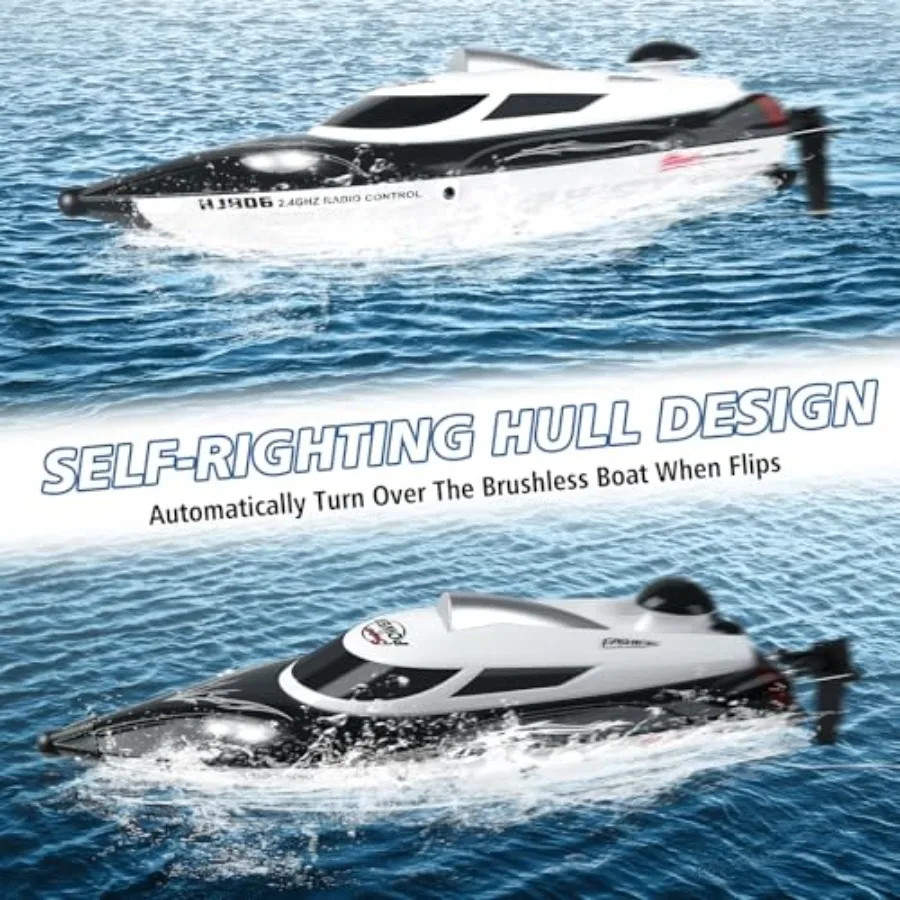 RC Boat for Pool Use-Black ABS Plastic-High Speed 35+ KPH Remote Control Boat for Adults and Ages 8-13