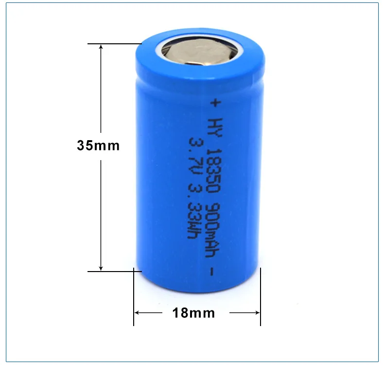 INR 18350 Battery Highest Capacity 900mAh 3A 3.7V Rechargeable Li-on Cell Battery For Flashlight Toys UAV