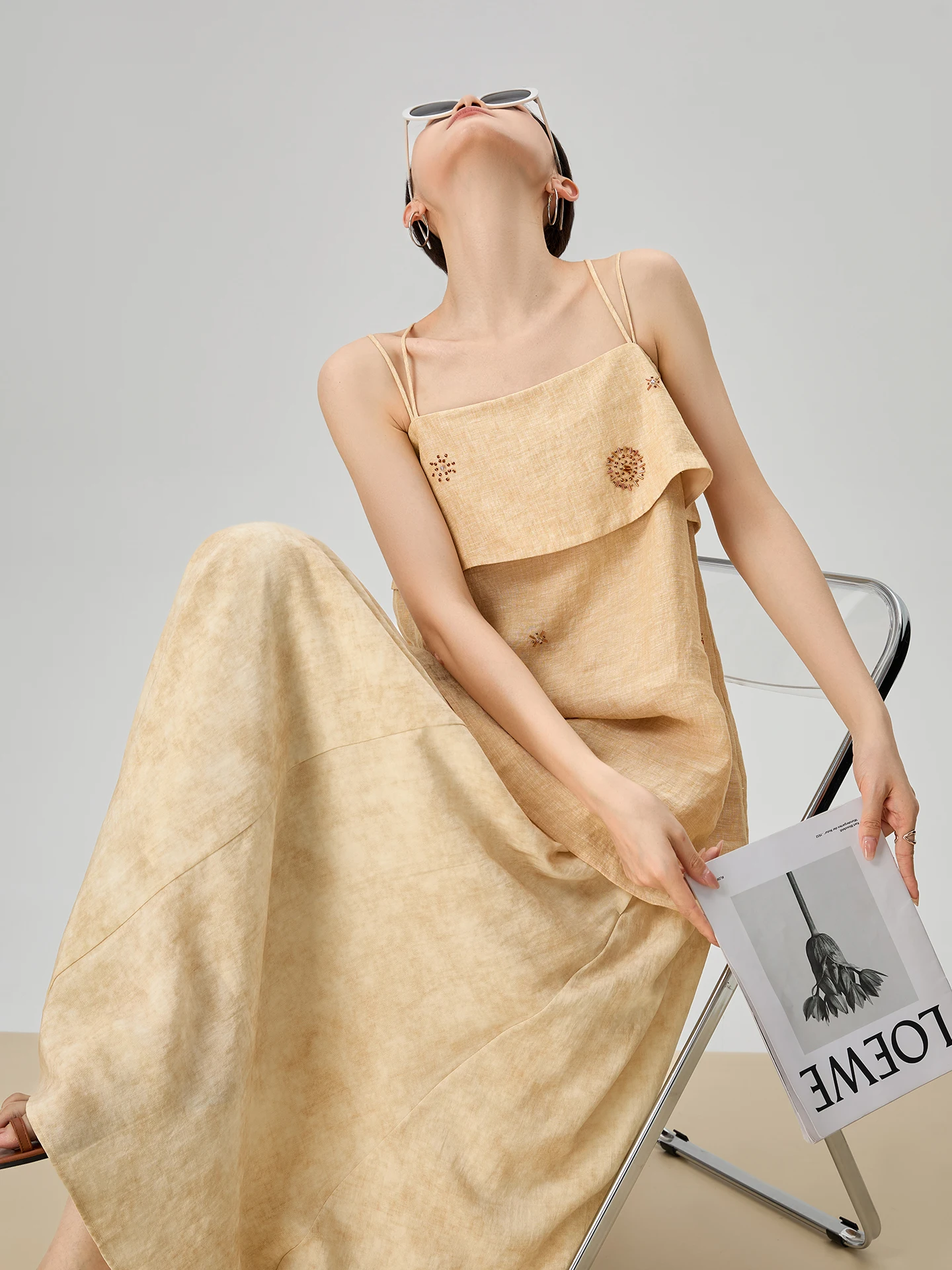 

Yellow Strapless Two-Piece Set Women's Fashion Summer Outfit Elegant Minimalist Brand New 2026 G14256 Collar Sleeveless