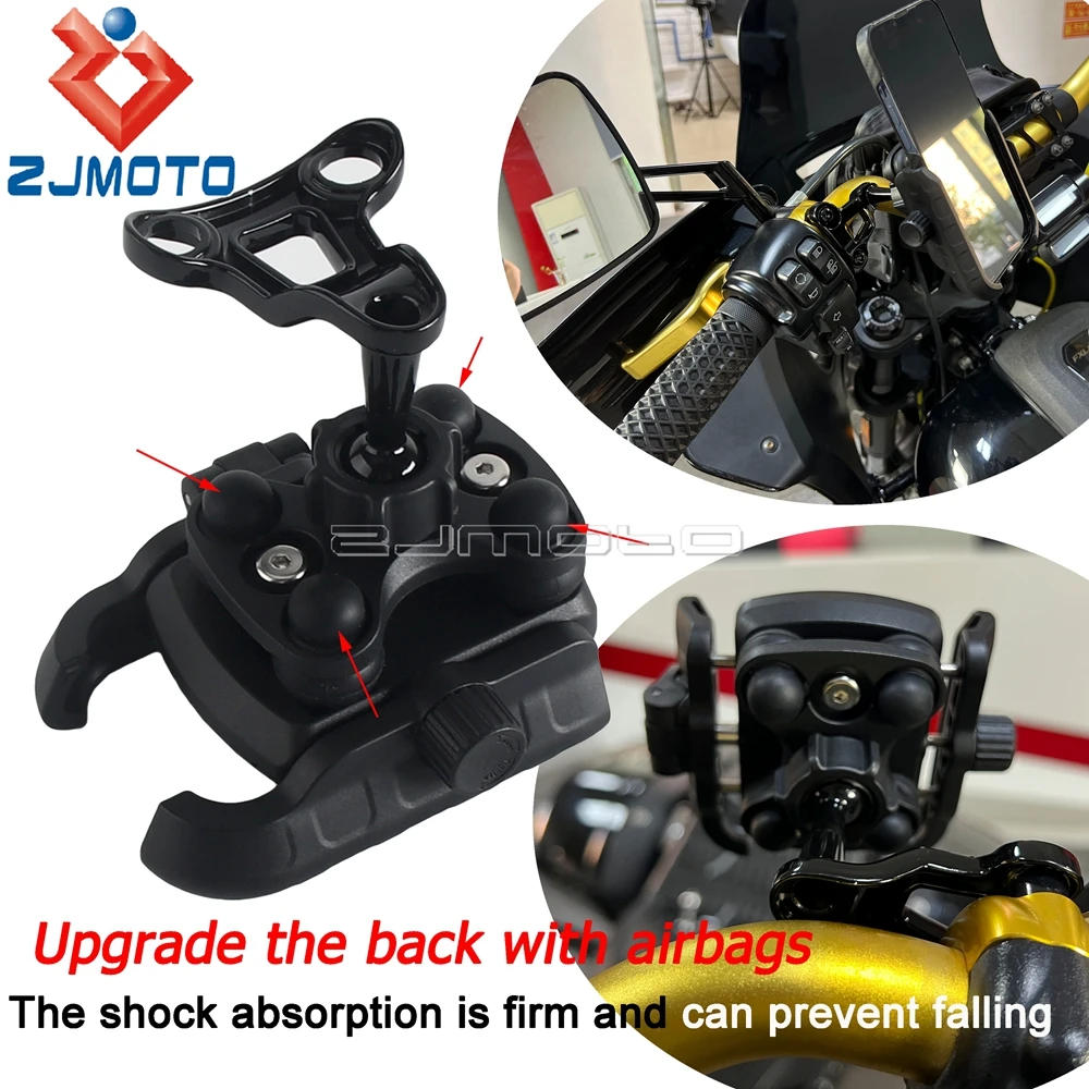 360 ° دوران حامل هاتف دراجة نارية امتصاص الصدمات حامل هاتف المحمول ل هارلي CVO الطريق الإنزلاق ST FLTRXST FLTRK FLTRX 15-23 #5