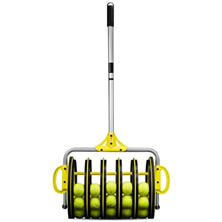 

2-in-1 Tennis Ball Collector Pickup and Ball Hopper Basket + 25 Balls Automatic with 50 Ball Capacity Bulk Racket Sports Equipm