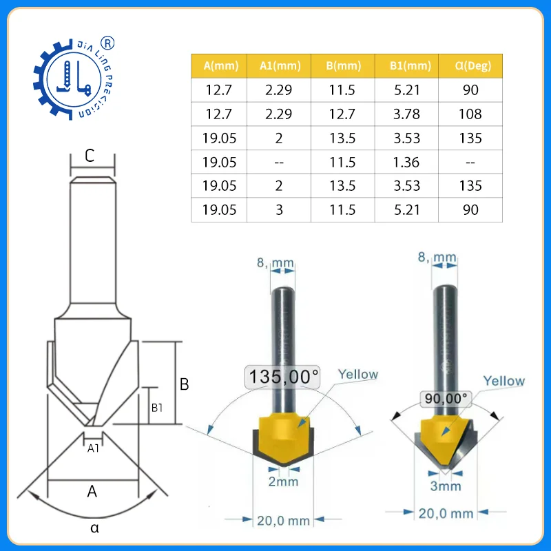 Single Flute End Mill for Aluminum Two Kinds of Products 3D V Groove Engraving Carving ACP Bit for Woodworking Router Bits