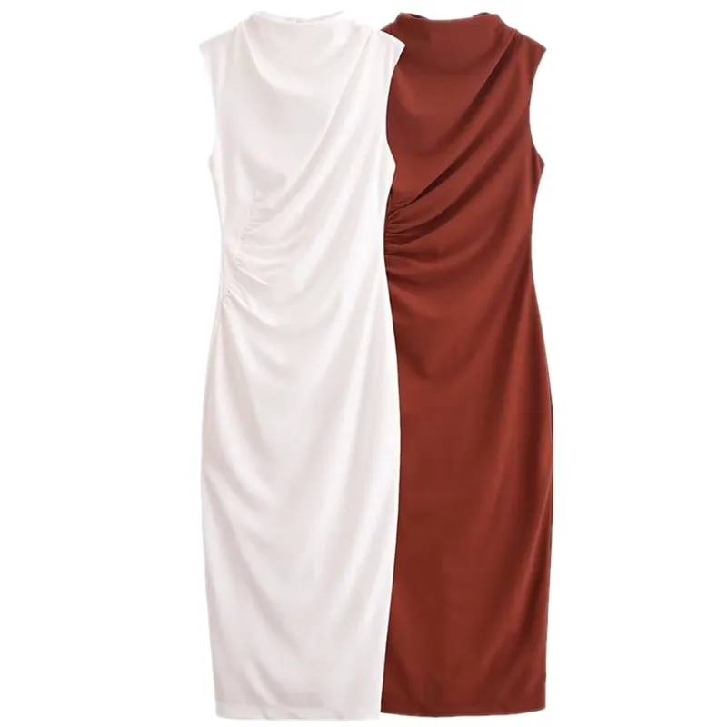 Printemps 2025 femmes Midi Dr nouveauté robe Design sens plissé décoration longue Svel trajet Sle autre matériel 00