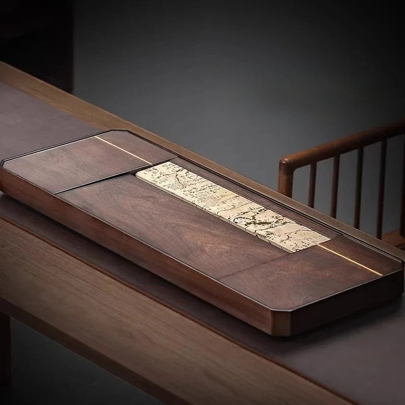 dh-Tableware Rectangle Tea Tray Hospitality Accessories Table Drainage Tea Tray Desk Wood Plates For Food Bandejas Home Products