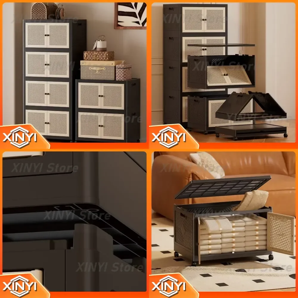 Medieval Folding Storage Cabinet for Living Room Bedroom Kids Clothes Wardrobe Multi Layer Shelf Locker Home Organization