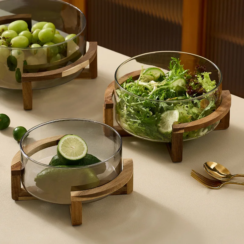 

Simple glass fruit tray, vegetable salad buffet, cold dish storage, home snacks, candy, dried fruit tray, table