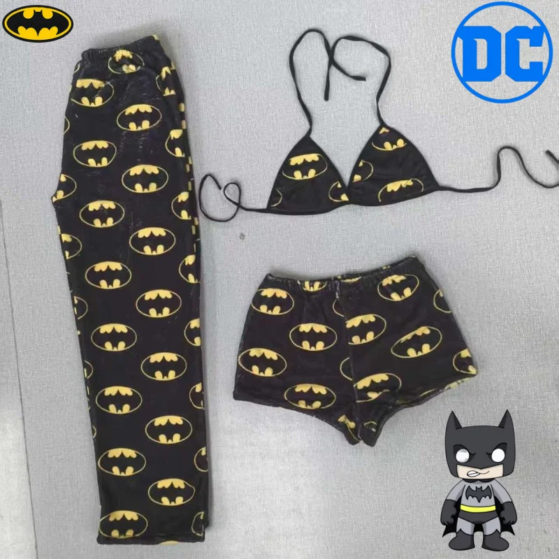 Conjunto de pantalones cortos y pantalones cortos y holgados, cómodos y suaves para la piel, con patrón de dibujos animados de Anime, creativo, DC Batman, para mujer