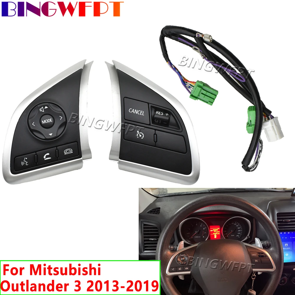 

Car Steering Wheel Button For Mitsubishi outlander 3 2013-2019 Telephone Volume Adjust Cruise Control Switch With Backlight