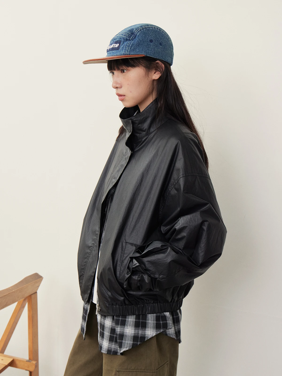 

Винтажная кожаная куртка Moxie свободного кроя с длинными рукавами и воротником-стойкой, в мотоциклетном стиле, короткая верхняя одежда для женщин, мода Весна 2026