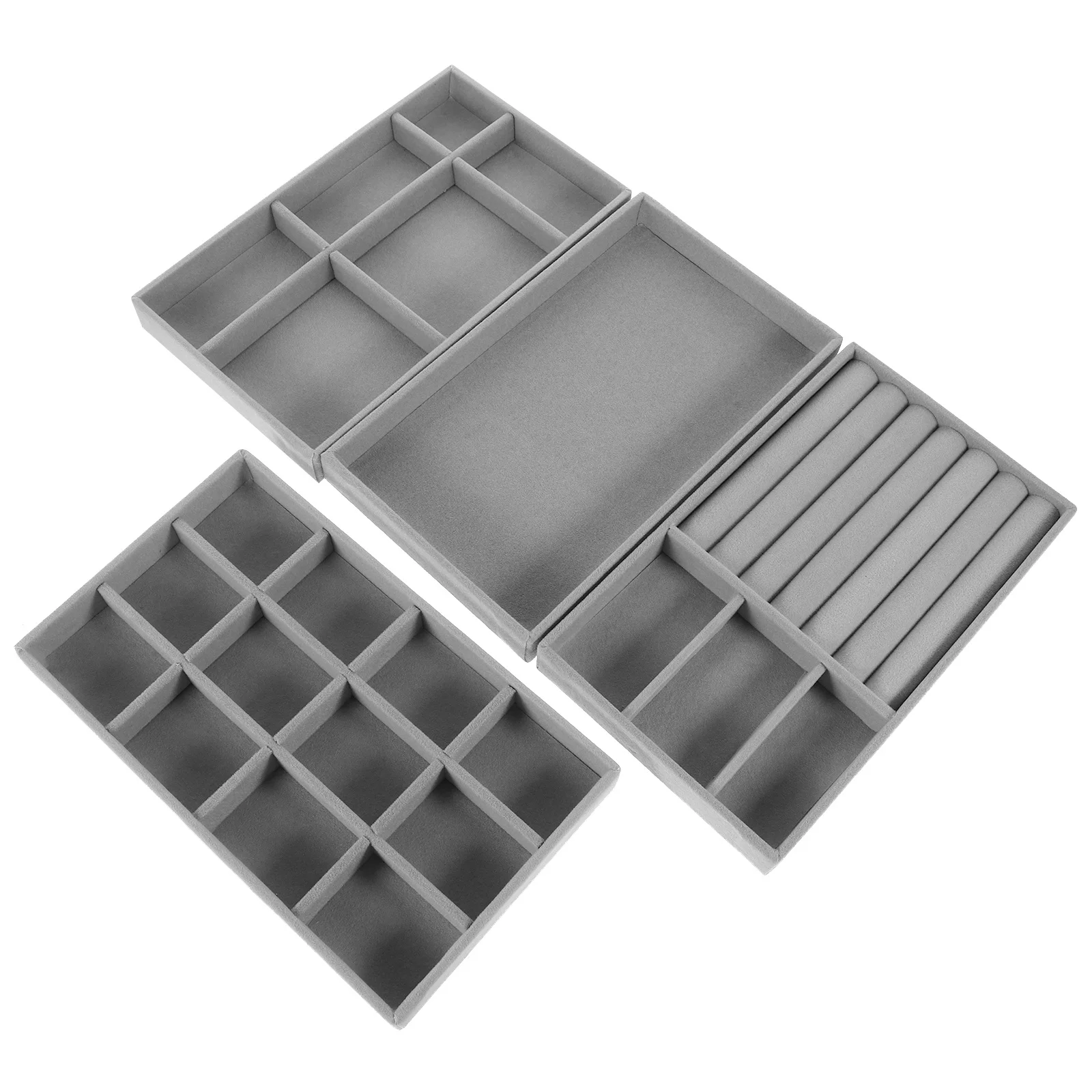 

4pcs Jewelry Tray Organizer Compartments Earring Ring Holder Display Case For Drawer Travel Gift Trinket Storage Box