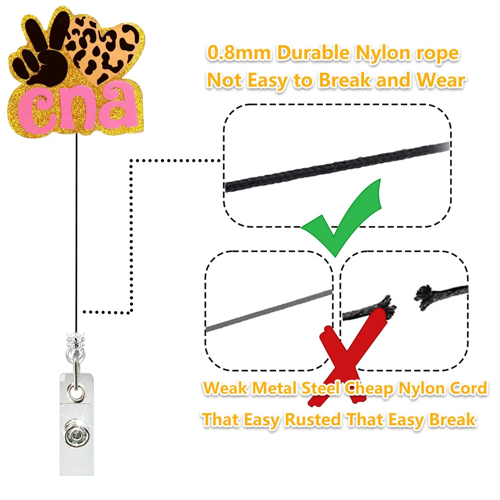 Retractable Acrylic Chest Badge Reel Clip Doctor Nurse Letter Creative Easy Pull Multifunctional Telescopic Buckle Badge Holder image 2