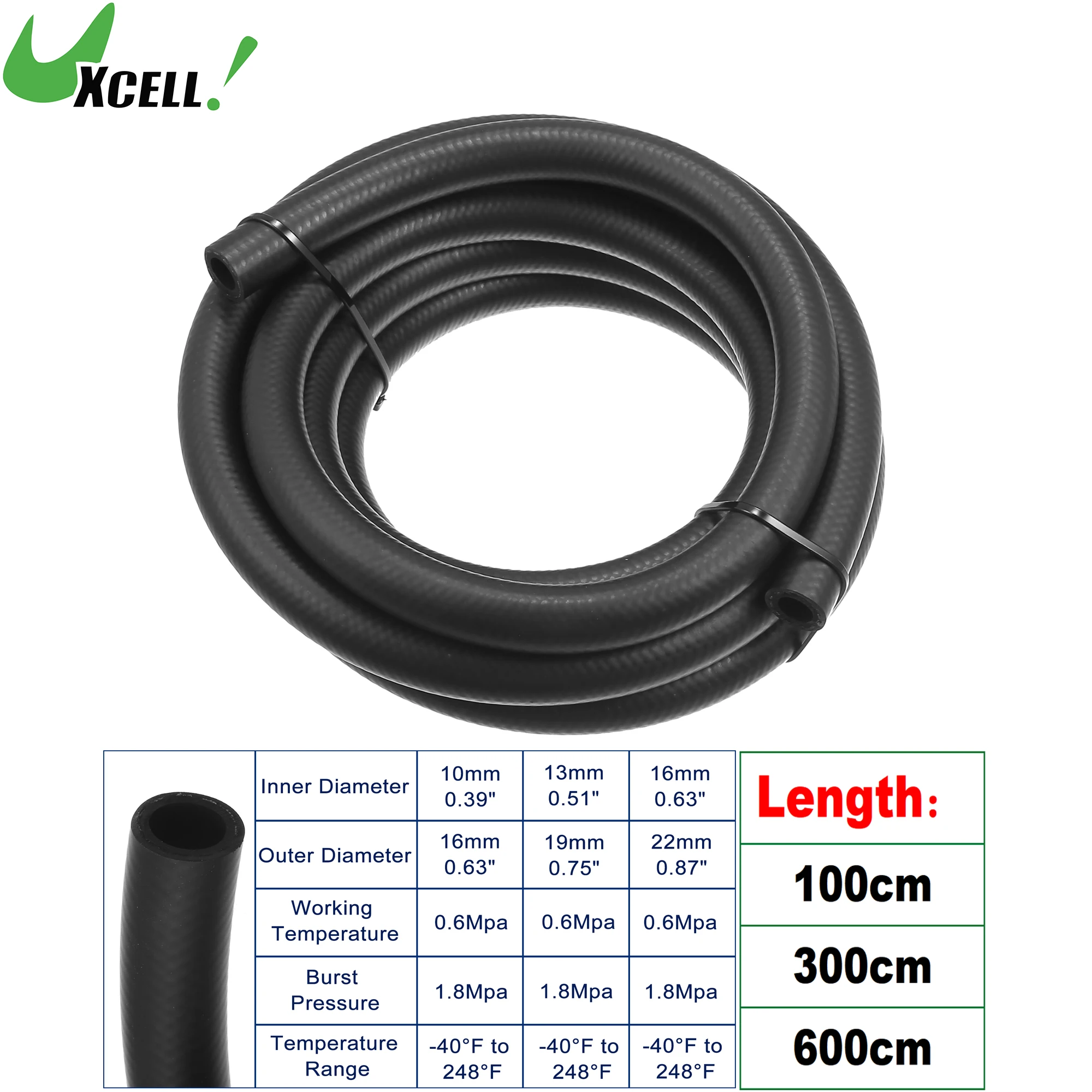 

UXCELL 10mm 13mm 16mm ID Car Fuel Line Hose Push on Hose for Small Engines Nitrile Rubber Tubing 1M to 6M length