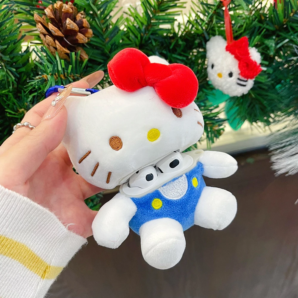 Catoon Plush 3D Doll Sanrios Hello Kitty for AirPods 1 2 3 4 Case AirPods Pro 2 Case IPhone Earphone Accessories Air Pod Cover