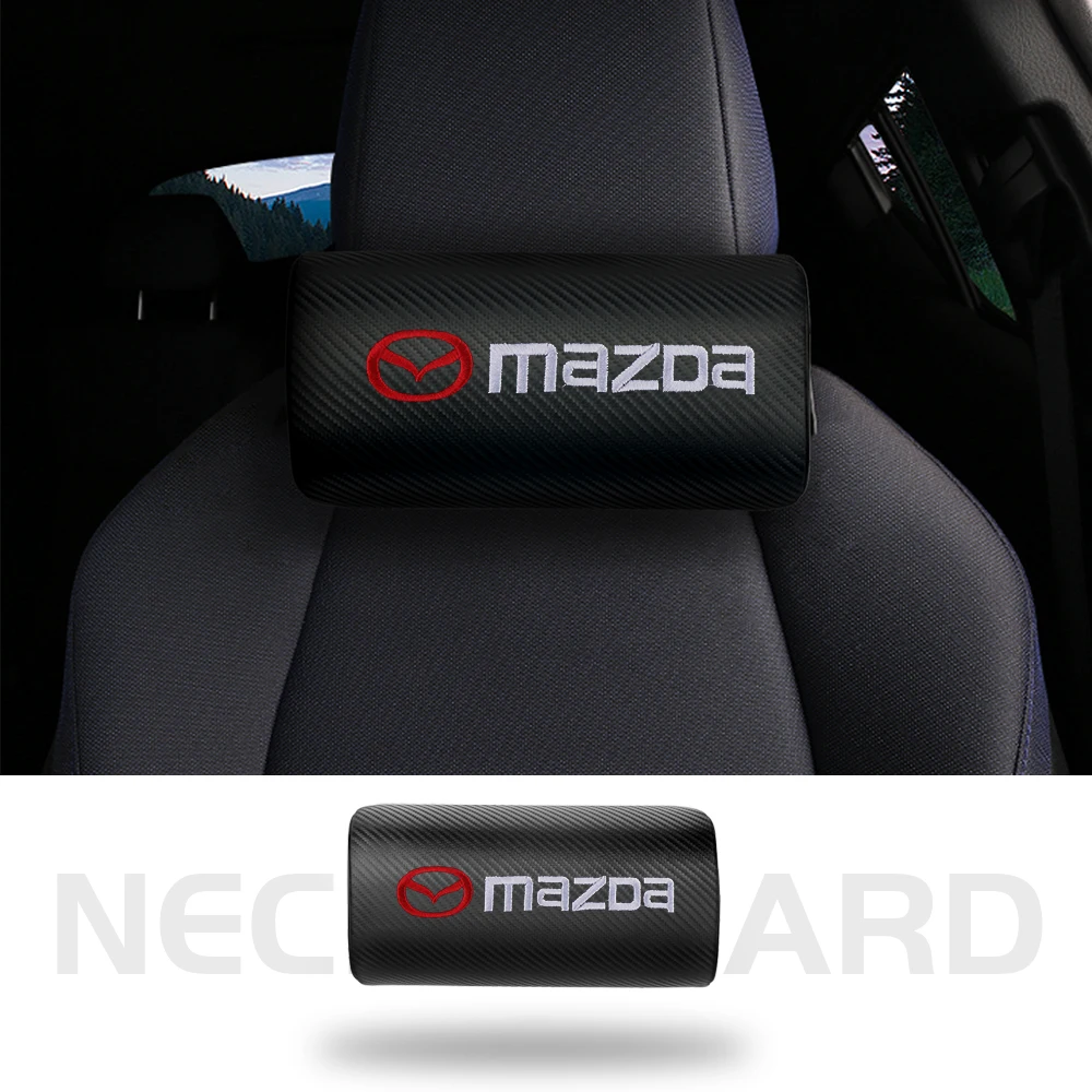 1/2pcs Car Carbon Fiber Seat Headrest Head Neck Support Pillow Cushion For Mazda MS 3 6 BK GG GJ CX3 CX5 CX-8 MX5 Axela Speed