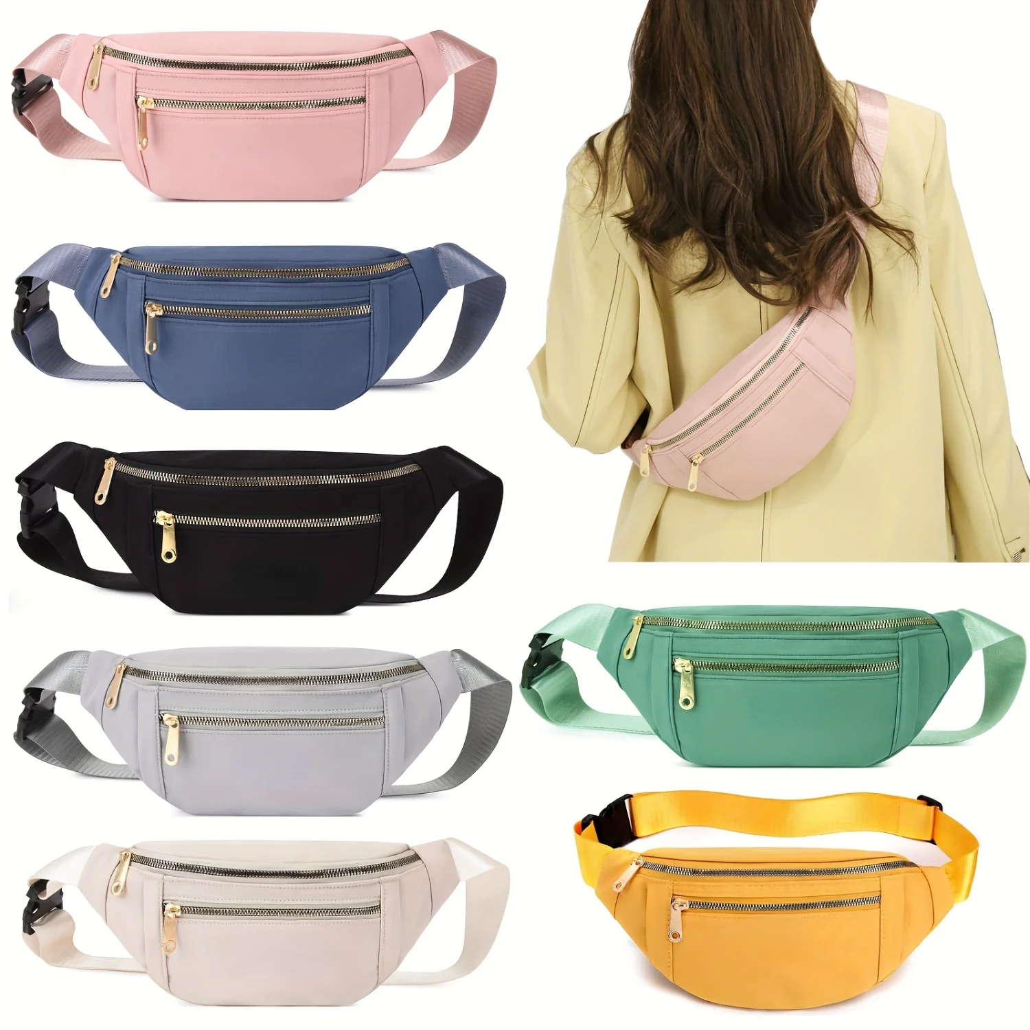 Fanny Packs For Women, Sports Running Waist Bag, Waterproof Nylon Belt Bag For Travel Walking Bum Bag Fanny Pack Pouch bag Viaje