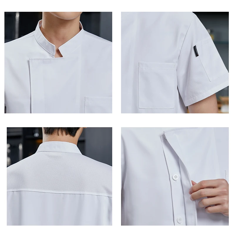 Cafeteria Waiter Uniforms Hotel Cooking Shirt Men's Chef Jacket Summer Restaurant Kitchen Coats Bakery Cafe Cook Waiter Clothes