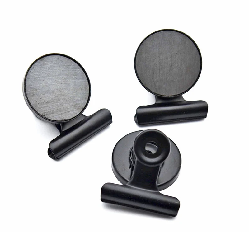 NEW Black 30mm Metal Round Magnetic Clips for Fridge Magnets Wall Recipes Memo Note Message Holder Clamp Office Supplies