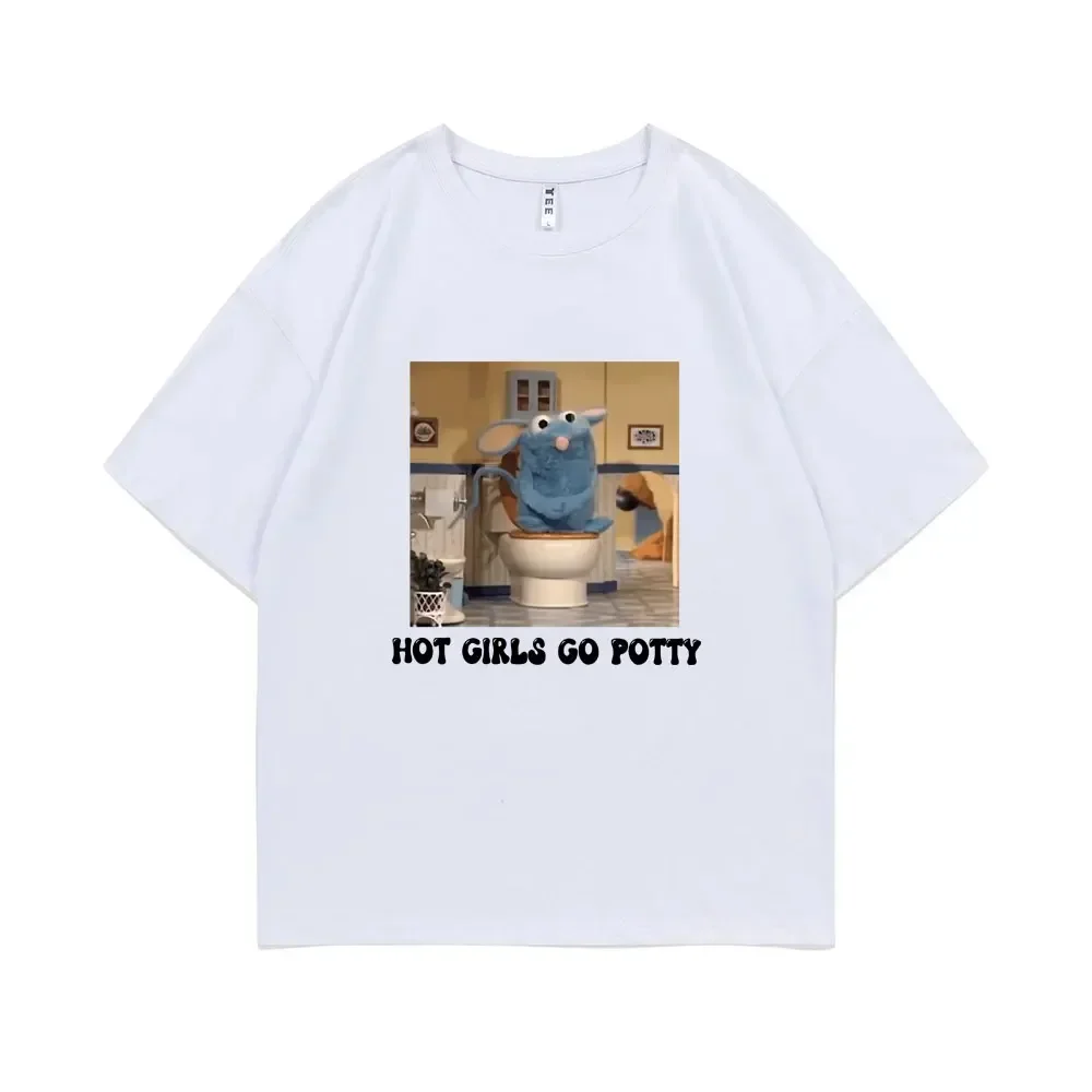 Lustige Tutter Heiße Mädchen Gehen Töpfchen Zeit T-shirt Kawaii Nette Maus Grafik T-shirt Frauen Mode Casual Harajuku Kurzarm Casual