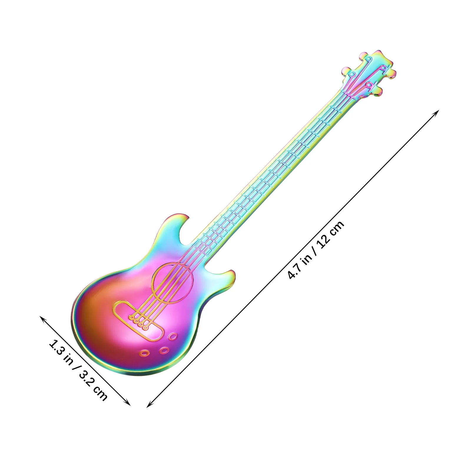 

6Pcs Guitar Design Stainless Steel Spoons Colorful Mirror Finish Dinner Dessert Coffee Spoons Fun Kitchen Tableware